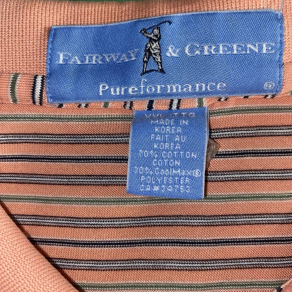 Fairway & Greene Pureformance Mens XXL Short Sleeve Pink Strip Golf Polo Shirt - Picture 2 of 6